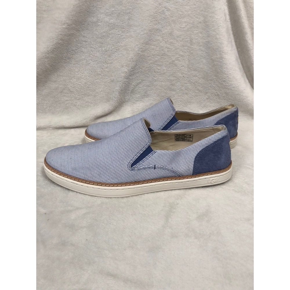 NWOT UGG Cas Slip On Sneakers Womens 11 Blue White Pinstripe Canvas Suede